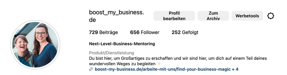 Boost my Business Instagram Profil mit Bio